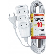 EXTENSAO ELETRICA 10 metros 110/220V 2x0,75 BRANCA (2 pinos)