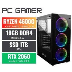 PC GAMER RYZEN 5 4600G, 16GB DDR4, SSD 1TB, RTX 2060, FTE 600W