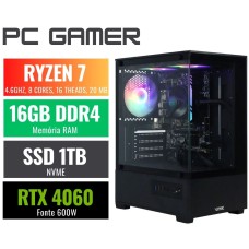 PC GAMER RYZEN 7 5700G, 16GB DDR4, SSD NVME 1TB, RTX 4060, FTE 600W