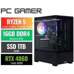 PC GAMER RYZEN 5 4600G, 16GB DDR4, SSD NVME 1TB, RTX 4060, FTE 600W