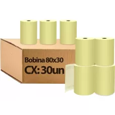 BOBINA TERMICA 80mm x 30m AMARELA (CX C/30) p/ PDV