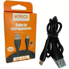 CABO USB / TIPO-C (TYPE-C) 1 METRO - KAIDI KD-22C - PRETO