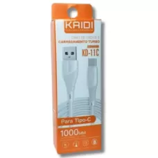 CABO USB / TIPO-C (TYPE-C) 1 METRO - KAIDI KD-11C - BRANCO - 6650590882469