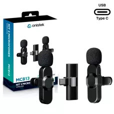 KIT 2 MICROFONE SEM FIO LAPELA TIPO-C - ON-MC813