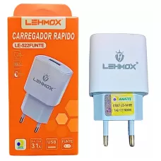 CARREGADOR CELULAR LEHMOX LE-522FUNTE C/ 1 USB