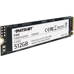 SSD M.2 NVME  512GB PATRIOT P300, 2280, GEN 3 X4, 1700 / 1100MB/s - P300P512GM28