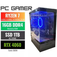 PC GAMER RYZEN 7 5700G, 16GB DDR4, SSD NVME 1TB, FTE 500W, RTX 4060