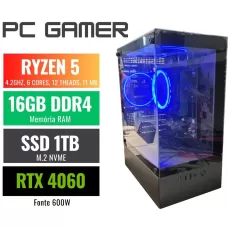 PC GAMER RYZEN 5 5600X, 32GB DDR4, SSD NVME 1TB, FTE 500W, RTX 4060